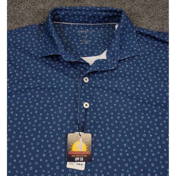 johnnie-O Other - NWT Johnnie O Prep Performance Golf Polo Sz M Blue Micro Dot Stretch $98 MSP